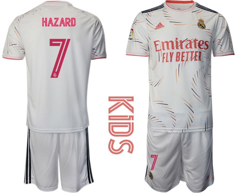 Youth 2021-2022 Club Real Madrid home white #7 Adidas Soccer Jersey